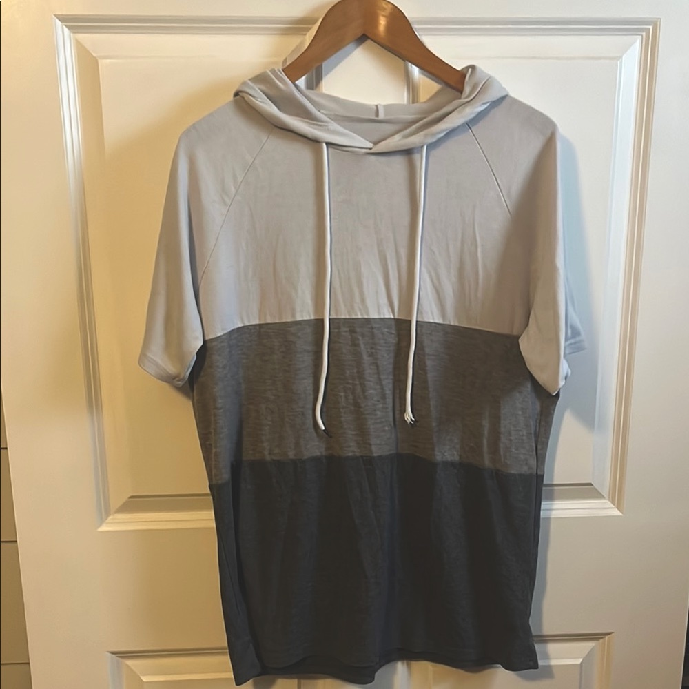Gray Colorblock Hooded Top